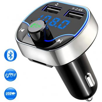 Cocoda Transmisor FM Bluetooth Coche Manos Libres, Inalámbrico Reproductor MP3 Mechero Coche con 2 Puerto USB 5V / 2.4A & 1A, Cargador Adaptador de Coche Acepta Tarjetas SD y Memoria USB