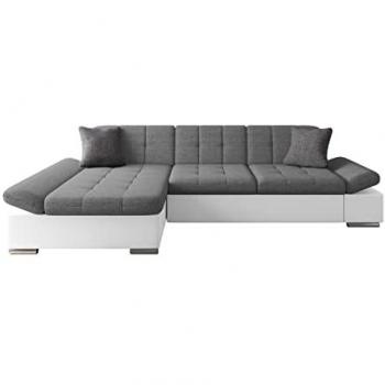 Sofá rinconero Comfivo 219, gris, L-Form, 278 x 151 x 76 cm, con reposabrazos regulables y tapizado Soft 017 + Lux 05 + Lux 06