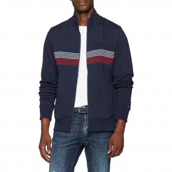 Tommy Hilfiger Corporate Stripe Zip Through, Sudadera para Hombre, Azul