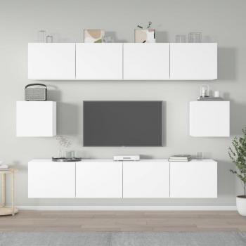 vidaXL Set de muebles para TV 6 piezas madera contrachapada blanco 80 x 30 x 30 cm, Mueble de Salon, Mueble Televisor, Mesa de TV