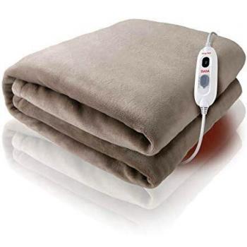 Manta eléctrica individual SOFTY con conexión Separable, 3 niveles de temperatura, acabado Aterciopelado, lavable A mano o A Máquina, Autostop de seguridad, 160 x 100 cm