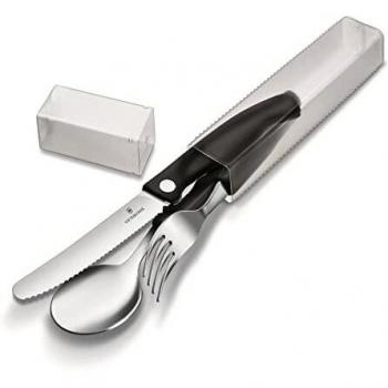 Set de Cubiertos Plegables Victorinox Swiss Classic, 3 Piezas, Color Negro