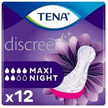 Compresas Absorbentes Tena Discreet Maxi Noche - Paquete de 12 Unidades