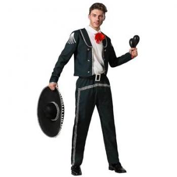 Disfraz de Mariachi negro con cinturón para hombre adulto XL