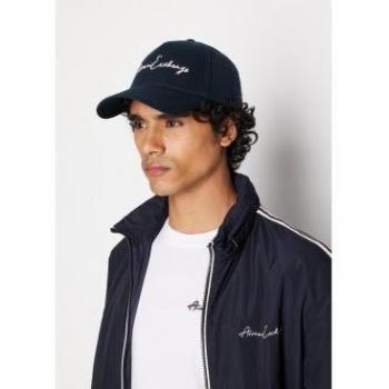 Armani Exchange Gorra de Hombre con Logo Bordado en Cursiva Firma Marino Azul 9542173F119