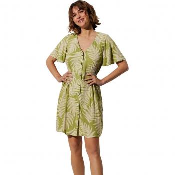 Vestido de playa corto estampado tropical con botones de Ysabel Mora