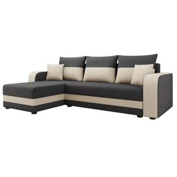 Sofá rinconero Memphis 112, gris, con función de descanso y caja de ropa de cama, dimensiones 237 x 139 x 84 cm