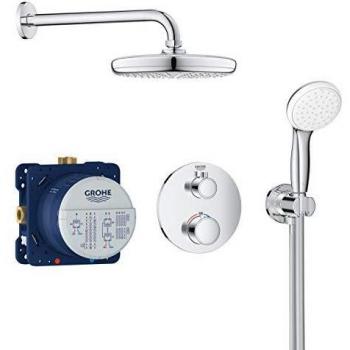 Grohe 34727000 - Sistema de ducha Tempesta 210 con 2 cabezales, color Cromo Pared, Redondo