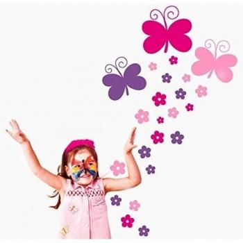 MYVINILO - Vinilo decorativo infantil - Butterflowers / magenta / rosa / lila...