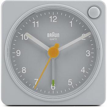 Braun Compact Analog Travel Alarm Clock with Snooze, Light, and Quiet Movement