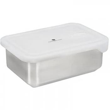 Recipiente Todo-en-Uno de Acero Inoxidable 2000ml con Tapa, Apto para Microondas, Horno y Congelador - Gris