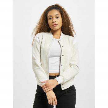 Urban Classics Women's Inset College Sweat Jacket Light Grey/White