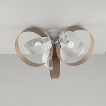 Lámpara de techo moderna Be-Light en hierro tortora y blanco, tres luces, medidas 44x h26 cm