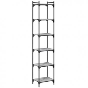 Librería 6 estantes madera ingeniería gris Sonoma 40x30x188 cm
