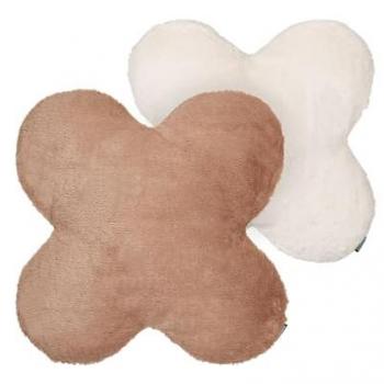 Conjunto de 2 cojines decorativos de poliéster con relleno de algodón suave, 54 x 54 cm, modernos en beige y marrón claro Achillea