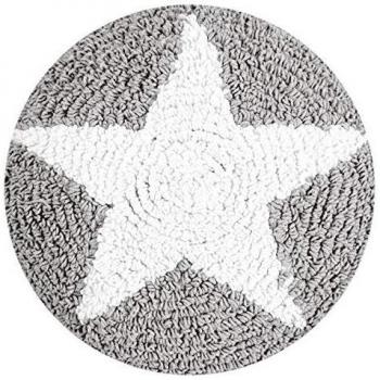 Happy Decor Kids -Cojín Round Star 100% Algodón Natural- Relleno: 100% Poliéster -Gris- 30x30 cm