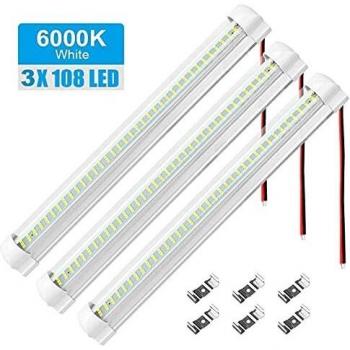 108 LED Barra de Luz Interior del Coche, Afaneep 12-85V 6000K Luces Interiores con Interruptor - Auto Luz de LED Iluminación Interior Universal lámpara de Coches Barra de Luz