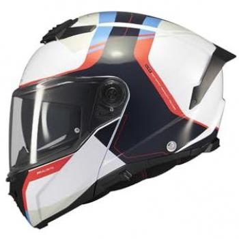 Casco Modular MT HELMETS Atom 2 SV Emalla Blanco Azul Fu404Sv