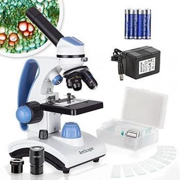 AmScope M162C-2L-PB10 40X-1000X Dual Light Glass Lens Metal Frame Student Microscope + Slides