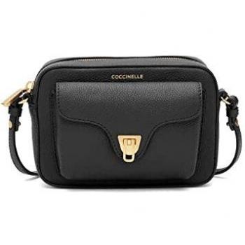 Bolso de Hombro Coccinelle Beat Soft Mini de Cuero Martillado Negro 18x12x5 cm para Damas