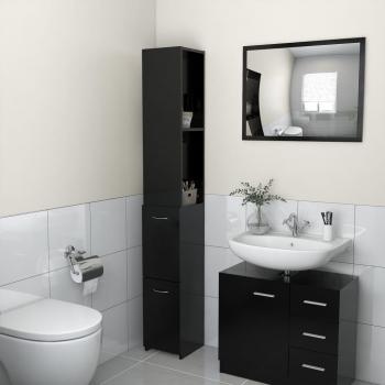Mueble de baño negro 26,5x25x170 cm madera multicapa aglomerado