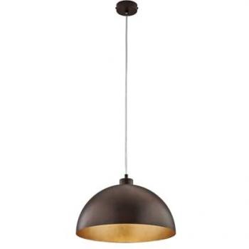 Lámpara de Suspensión Industrial 1 Luz Marcus Lacada en Hierro Óxido y Oro Diámetro 35 cm