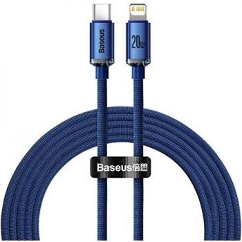 Cable Baseus Crystal Shine USB-C a Lightning 20W 2m Azul