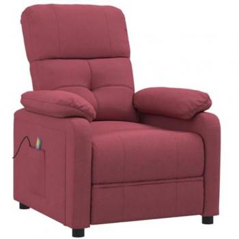 Sillón de masaje de tela rojo tinto, sillón reclinable, sillón de masaje para oficina