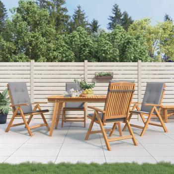 Reclining Teak Garden Chairs with Cushions - Set of 4