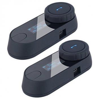 Intercomunicador de Cascos Motocicleta Auriculares Estéreo Inalámbricos Dual Estéreo Bluetooth Interfono Intercom para Moto con Micrófono Manos Libres Comunicación Rango-800M / Pantalla LCD / Radio FM