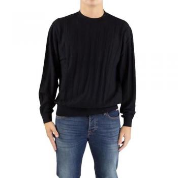Armani Exchange Men's Navy Round-neck Regular Fit Braid Knit Sweater Size M
