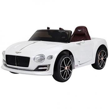 HOMCOM Coche Eléctrico para Niños 2 Modos de Control con Música Faros Brillantes Retroceder Bentley GT Licencia +3 Años Automóvil Infantil 108x60x43 cm Blanco