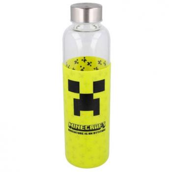 Botella de cristal con funda de silicona de Minecraft de 585ml