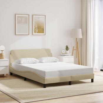 Cama sin colchón 140x200 cm tela color crema