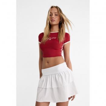 White Flowing Short Skirt with Fold-Over Waist Size L
