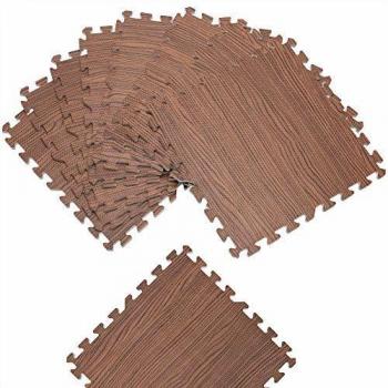 Alfombrilla Puzzle 8 Piezas 45x45cm Efecto Madera Antideslizante y Resistente al Agua