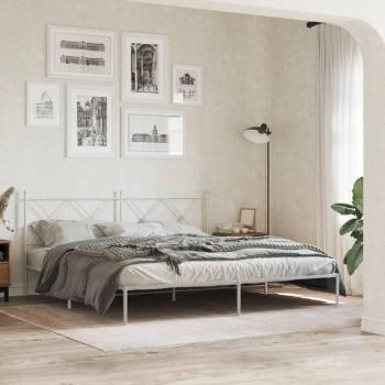 Cabecero de metal blanco con cabecero 183x213 CM Estructura de cama de metal con cabecero blanco 183x213 cm Vidaxl Blanco