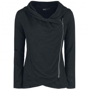 Forplay R.E.D. by EMP Asymmetric Slub Yarn Zipper Mujer Cárdigan Negro L