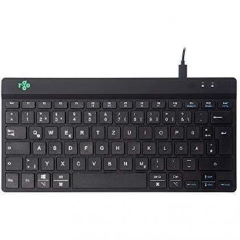 Teclado Ergonomico Compacto R-Go Break QWERTZ (DE) con Indicador de Pausa, Cable USB-C, Negro