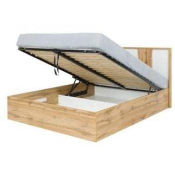 Cama con canapé 180x200 + LED en color roble y blanco alpino