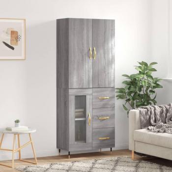 Aparador alto de madera contrachapada gris sonoma 69,5x34x180 cm