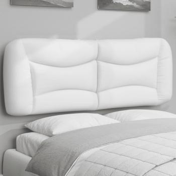 Cabecero de cama acolchado de cuero sintético blanco de 140 cm