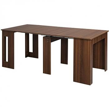 Mesa de Comedor Extensible Multifuncional para 4-6 Personas con Alas Abatibles, Carga 60 kg, 180x85x75 cm, Color Marrón