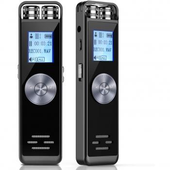 Grabadora de Voz Digital,ADOKEY 8GB Dictáfono Grabador de Sonido,Audio HD Grabador Portatil Recargable con Doble Micrófono,MP3,Repetición A - B/One Touch Grabación,Conferencias/Entrevistas/Clase