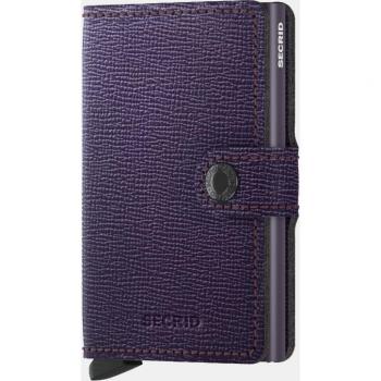 Secrid Miniwallet Crisple Purple - Cartera antirrobo de piel texturizada en morado con protección RFID y espacio para tarjetas