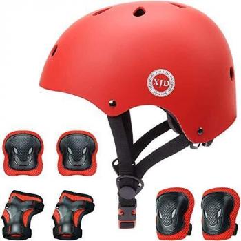 XJD Casco de Ciclismo para Niños y Protecciónes Infantiles Incluye Rodilleras, Coderas y Muñequeras con Certificación CE,Adjustables 7 Piezas para Patínes Patinete Ciclismo Niños de 3 a 8 Años