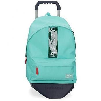 Mochila Escolar Pepe Jeans Darienne con carro, Verde, 32x44x17.5 cm