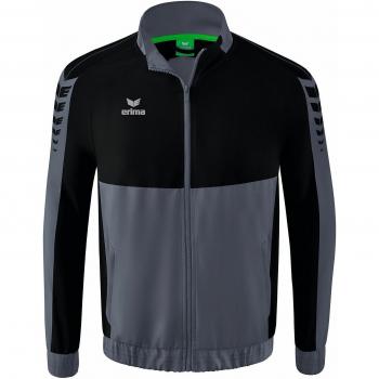 Erima Six Wings Unisex Track Jacket - Presentation Zip-Up in Grey and Black