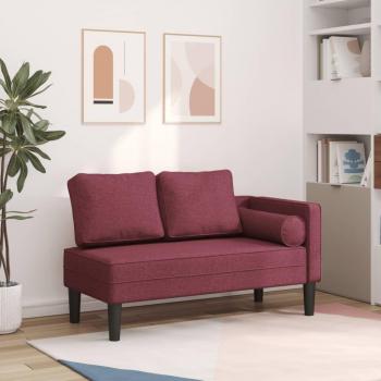 Chaise Lounge Sofá Diván con Cojines de Tela en Vino Tinto