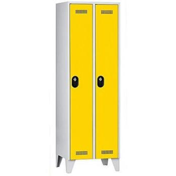 Armario guardarropa Wolf 985561, compartimentos de 1700 mm de altura, color gris claro y amarillo zinc